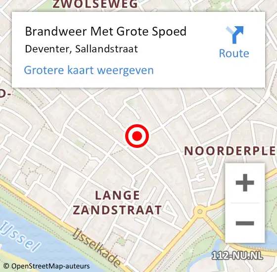 Locatie op kaart van de 112 melding: Brandweer Met Grote Spoed Naar Deventer, Sallandstraat op 29 maart 2017 15:37