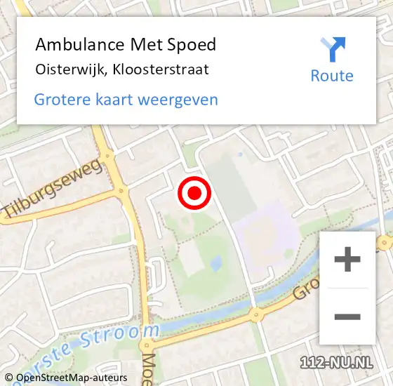 Locatie op kaart van de 112 melding: Ambulance Met Spoed Naar Oisterwijk, Kloosterstraat op 29 maart 2017 16:10