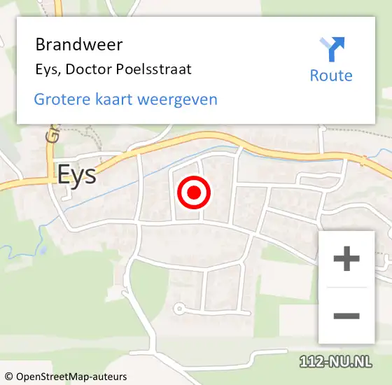 Locatie op kaart van de 112 melding: Brandweer Eys, Doctor Poelsstraat op 15 januari 2014 13:58