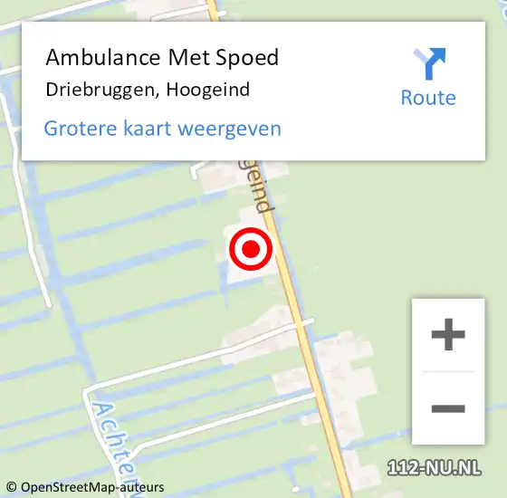 Locatie op kaart van de 112 melding: Ambulance Met Spoed Naar Driebruggen, Hoogeind op 29 maart 2017 16:26