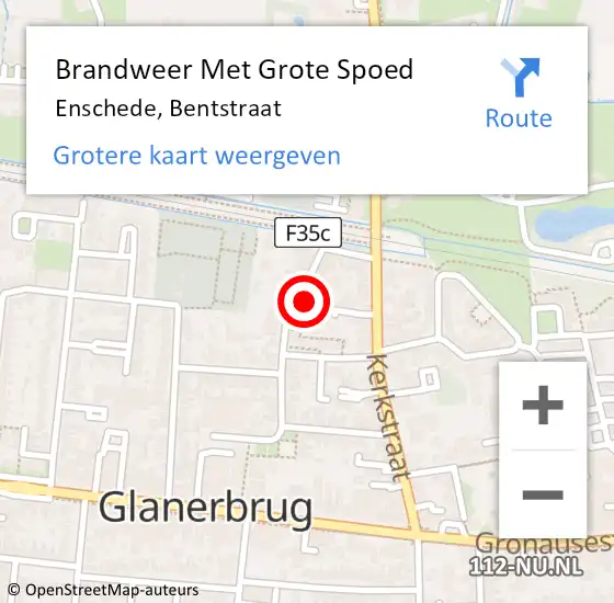 Locatie op kaart van de 112 melding: Brandweer Met Grote Spoed Naar Enschede, Bentstraat op 29 maart 2017 17:31