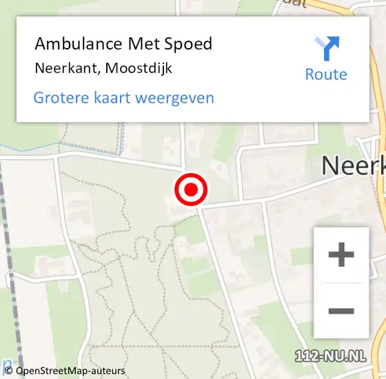 Locatie op kaart van de 112 melding: Ambulance Met Spoed Naar Neerkant, Moostdijk op 29 maart 2017 17:50