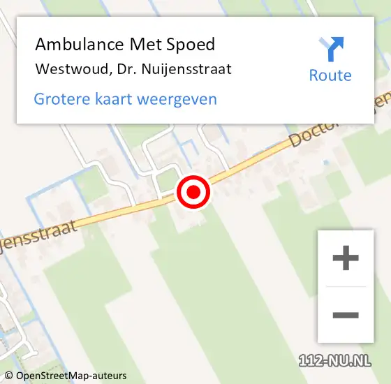 Locatie op kaart van de 112 melding: Ambulance Met Spoed Naar Westwoud, Dr. Nuijensstraat op 29 maart 2017 18:11