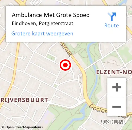 Locatie op kaart van de 112 melding: Ambulance Met Grote Spoed Naar Eindhoven, Potgieterstraat op 29 maart 2017 19:19