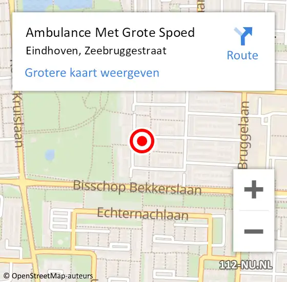 Locatie op kaart van de 112 melding: Ambulance Met Grote Spoed Naar Eindhoven, Zeebruggestraat op 29 maart 2017 19:42