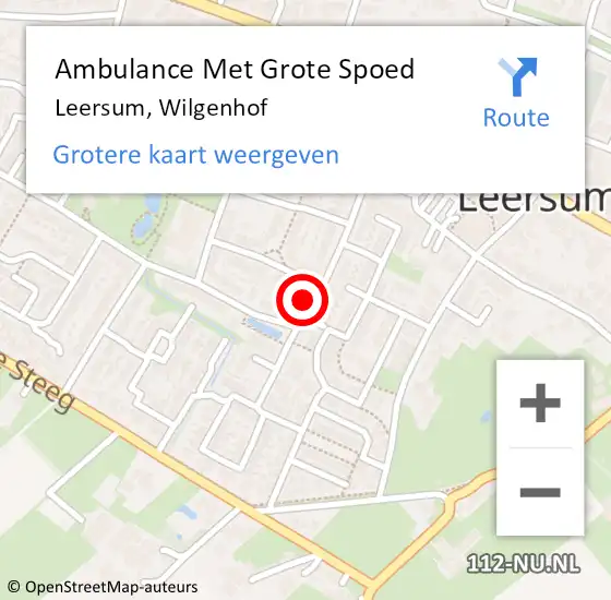 Locatie op kaart van de 112 melding: Ambulance Met Grote Spoed Naar Leersum, Wilgenhof op 29 maart 2017 20:45