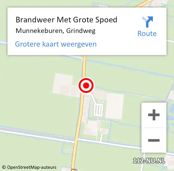 Locatie op kaart van de 112 melding: Brandweer Met Grote Spoed Naar Munnekeburen, Grindweg op 29 maart 2017 21:42