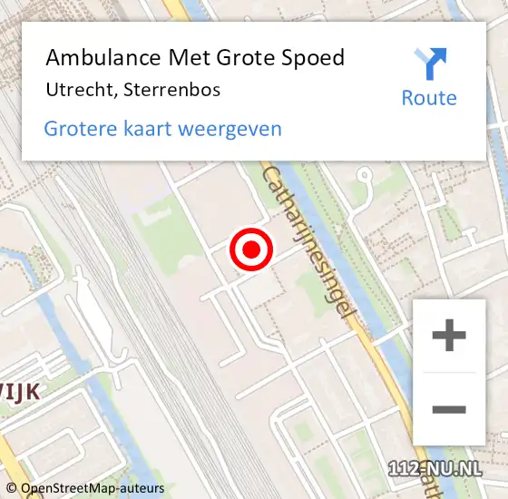 Locatie op kaart van de 112 melding: Ambulance Met Grote Spoed Naar Utrecht, Sterrenbos op 29 maart 2017 22:22