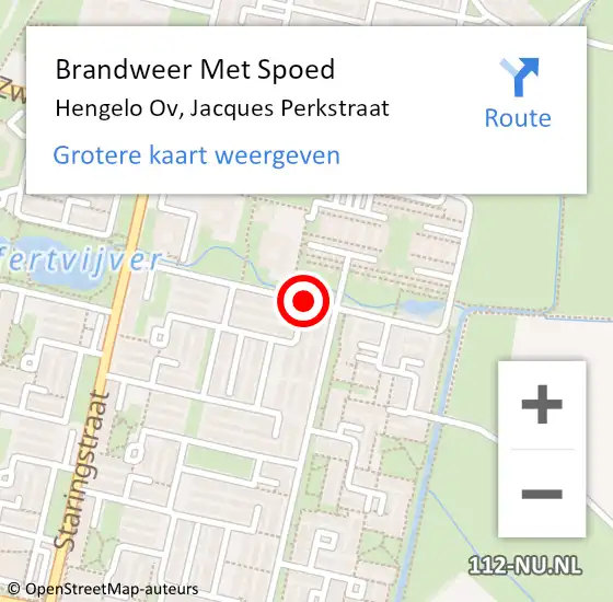 Locatie op kaart van de 112 melding: Brandweer Met Spoed Naar Hengelo Ov, Jacques Perkstraat op 29 maart 2017 22:27