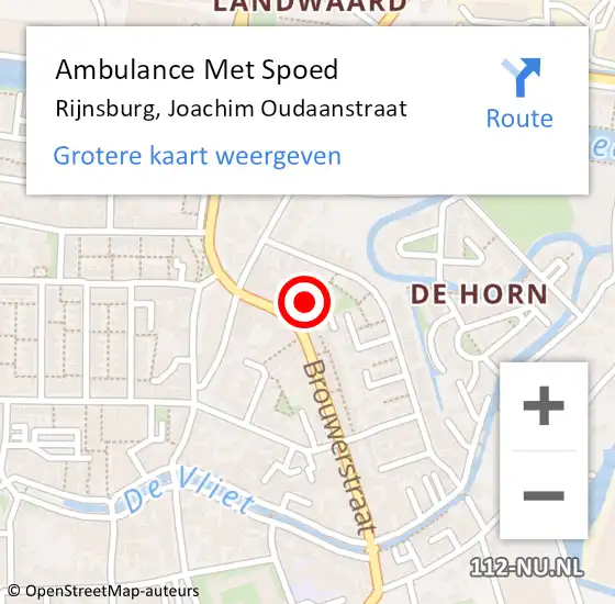 Locatie op kaart van de 112 melding: Ambulance Met Spoed Naar Rijnsburg, Joachim Oudaanstraat op 29 maart 2017 22:27