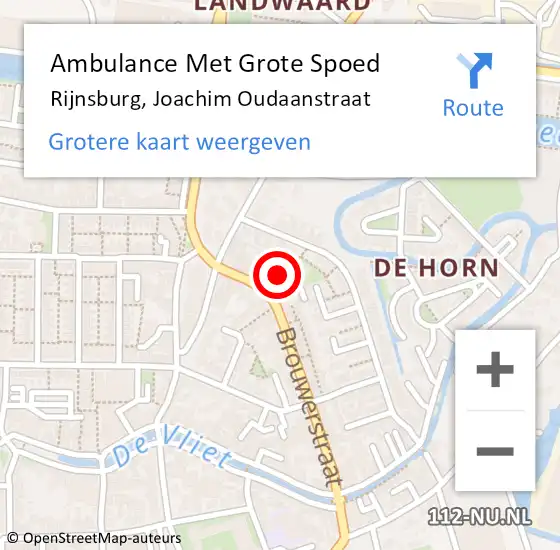 Locatie op kaart van de 112 melding: Ambulance Met Grote Spoed Naar Rijnsburg, Joachim Oudaanstraat op 29 maart 2017 22:28