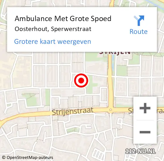 Locatie op kaart van de 112 melding: Ambulance Met Grote Spoed Naar Oosterhout, Sperwerstraat op 29 maart 2017 23:07