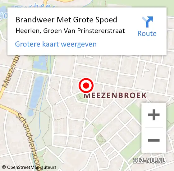 Locatie op kaart van de 112 melding: Brandweer Met Grote Spoed Naar Heerlen, Groen Van Prinstererstraat op 29 maart 2017 23:52