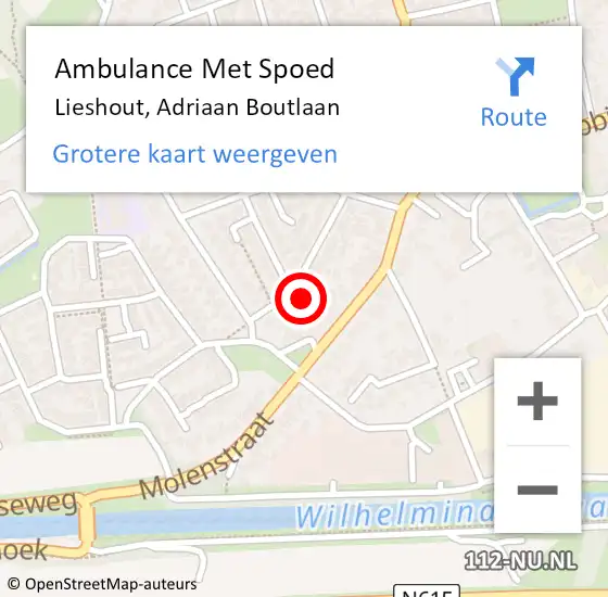 Locatie op kaart van de 112 melding: Ambulance Met Spoed Naar Lieshout, Adriaan Boutlaan op 30 maart 2017 00:00