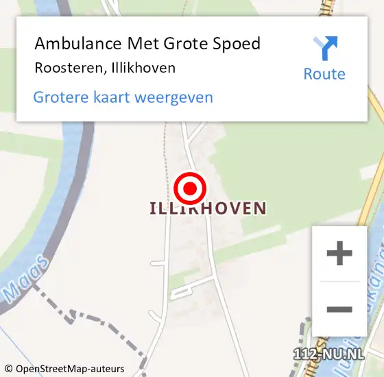 Locatie op kaart van de 112 melding: Ambulance Met Grote Spoed Naar Roosteren, Illikhoven op 30 maart 2017 00:28