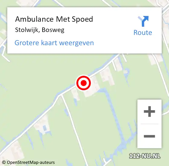 Locatie op kaart van de 112 melding: Ambulance Met Spoed Naar Stolwijk, Bosweg op 30 maart 2017 01:08