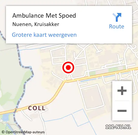 Locatie op kaart van de 112 melding: Ambulance Met Spoed Naar Nuenen, Kruisakker op 30 maart 2017 01:11