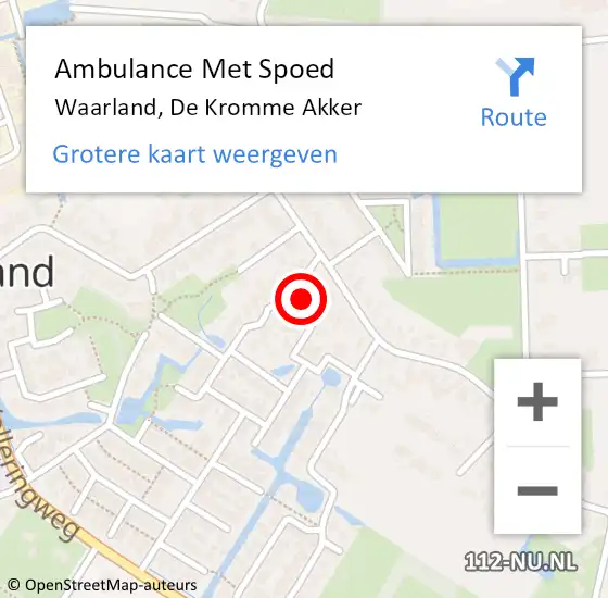 Locatie op kaart van de 112 melding: Ambulance Met Spoed Naar Waarland, De Kromme Akker op 30 maart 2017 01:46