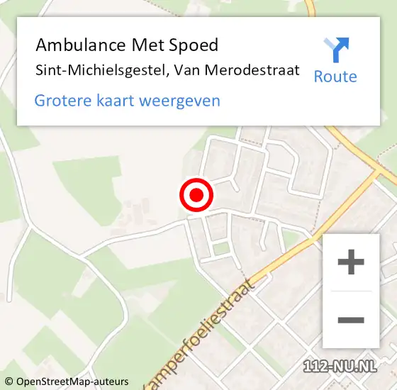 Locatie op kaart van de 112 melding: Ambulance Met Spoed Naar Sint-Michielsgestel, Van Merodestraat op 30 maart 2017 03:07