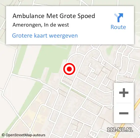 Locatie op kaart van de 112 melding: Ambulance Met Grote Spoed Naar Amerongen, In de west op 30 maart 2017 04:38