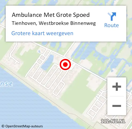 Locatie op kaart van de 112 melding: Ambulance Met Grote Spoed Naar Tienhoven, Westbroekse Binnenweg op 30 maart 2017 07:05