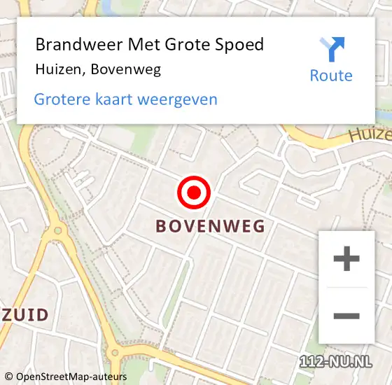 Locatie op kaart van de 112 melding: Brandweer Met Grote Spoed Naar Huizen, Bovenweg op 30 maart 2017 07:33