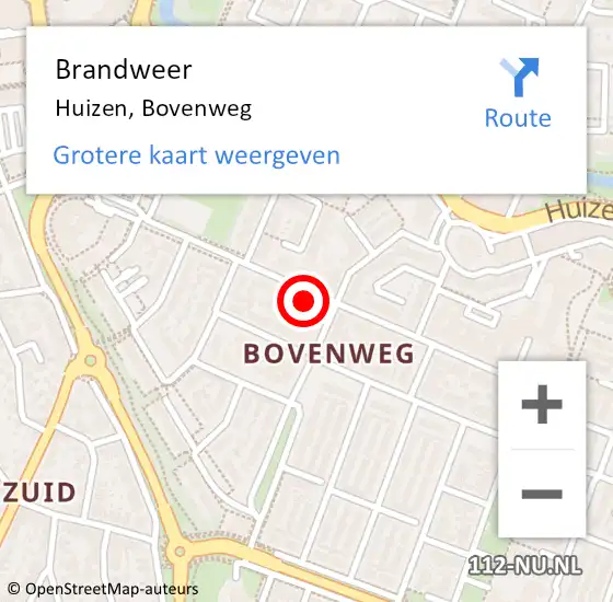 Locatie op kaart van de 112 melding: Brandweer Huizen, Bovenweg op 30 maart 2017 07:34