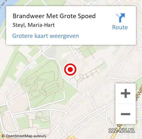 Locatie op kaart van de 112 melding: Brandweer Met Grote Spoed Naar Steyl, Maria-Hart op 30 maart 2017 07:44