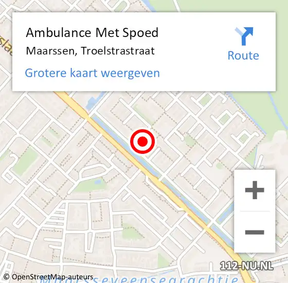 Locatie op kaart van de 112 melding: Ambulance Met Spoed Naar Maarssen, Troelstrastraat op 30 maart 2017 07:53