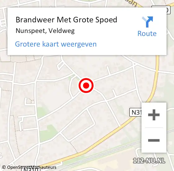 Locatie op kaart van de 112 melding: Brandweer Met Grote Spoed Naar Nunspeet, Veldweg op 30 maart 2017 08:10