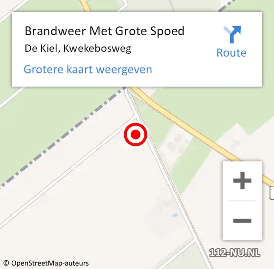 Locatie op kaart van de 112 melding: Brandweer Met Grote Spoed Naar De Kiel, Kwekebosweg op 15 januari 2014 15:09