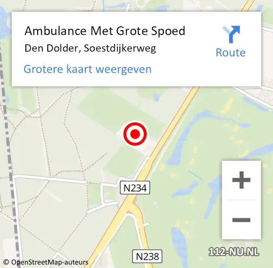 Locatie op kaart van de 112 melding: Ambulance Met Grote Spoed Naar Den Dolder, Soestdijkerweg op 30 maart 2017 09:09