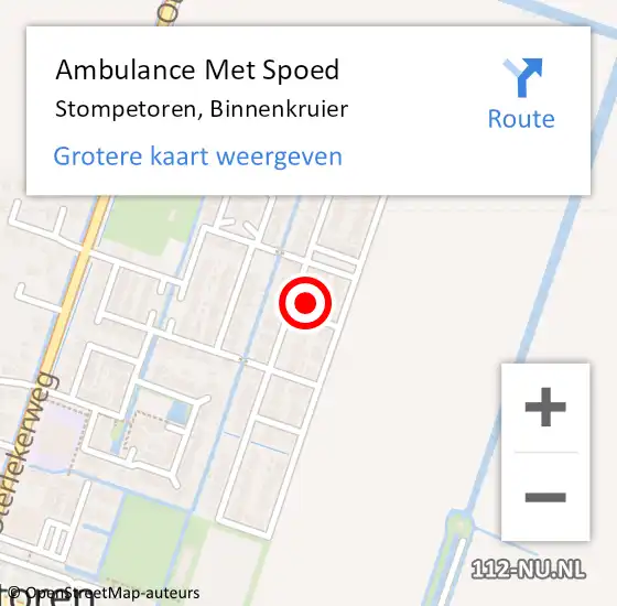 Locatie op kaart van de 112 melding: Ambulance Met Spoed Naar Stompetoren, Binnenkruier op 30 maart 2017 09:19