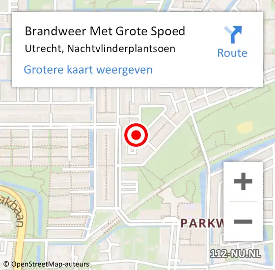 Locatie op kaart van de 112 melding: Brandweer Met Grote Spoed Naar Utrecht, Nachtvlinderplantsoen op 30 maart 2017 09:36