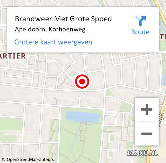 Locatie op kaart van de 112 melding: Brandweer Met Grote Spoed Naar Apeldoorn, Korhoenweg op 30 maart 2017 09:51