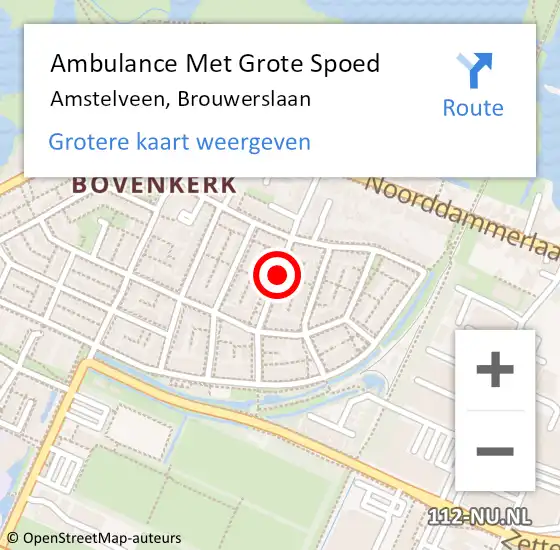 Locatie op kaart van de 112 melding: Ambulance Met Grote Spoed Naar Amstelveen, Brouwerslaan op 30 maart 2017 09:53