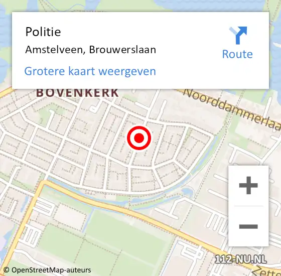 Locatie op kaart van de 112 melding: Politie Amstelveen, Brouwerslaan op 30 maart 2017 09:58