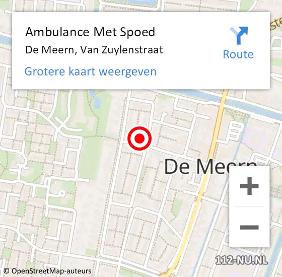 Locatie op kaart van de 112 melding: Ambulance Met Spoed Naar De Meern, Van Zuylenstraat op 30 maart 2017 10:23