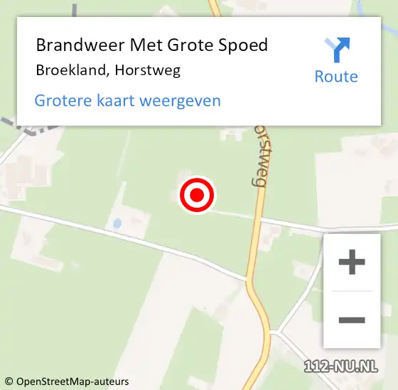 Locatie op kaart van de 112 melding: Brandweer Met Grote Spoed Naar Broekland, Horstweg op 15 januari 2014 15:23