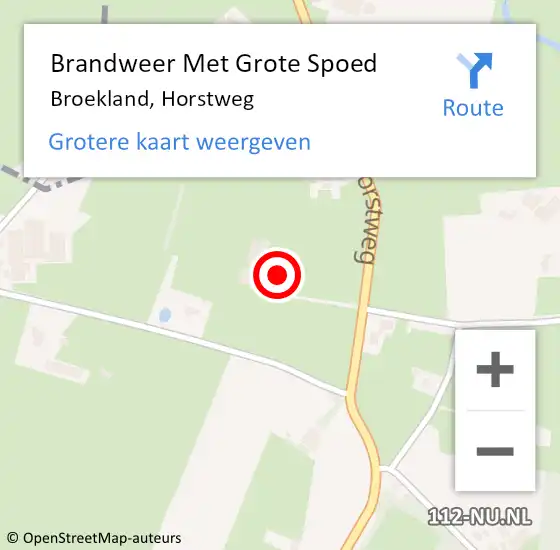 Locatie op kaart van de 112 melding: Brandweer Met Grote Spoed Naar Broekland, Horstweg op 15 januari 2014 15:25