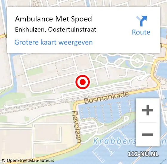 Locatie op kaart van de 112 melding: Ambulance Met Spoed Naar Enkhuizen, Oostertuinstraat op 30 maart 2017 11:25