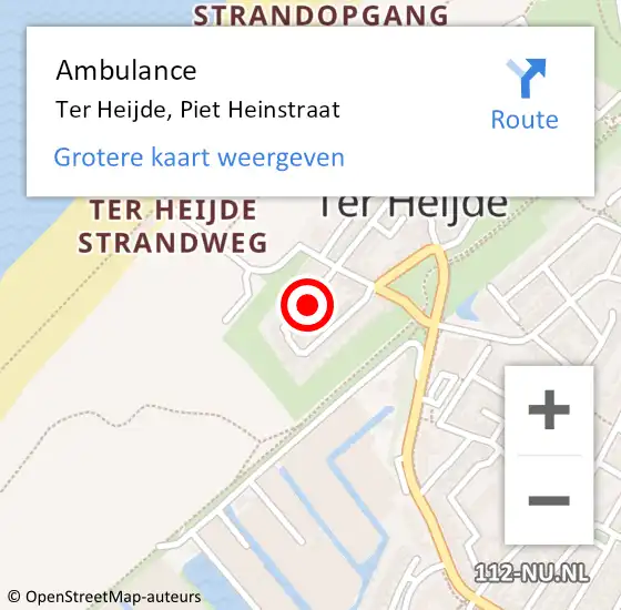 Locatie op kaart van de 112 melding: Ambulance Ter Heijde, Piet Heinstraat op 30 maart 2017 11:47