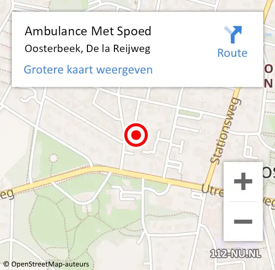 Locatie op kaart van de 112 melding: Ambulance Met Spoed Naar Oosterbeek, De la Reijweg op 30 maart 2017 11:59