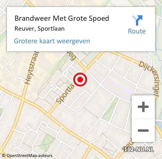 Locatie op kaart van de 112 melding: Brandweer Met Grote Spoed Naar Reuver, Sportlaan op 30 maart 2017 12:51