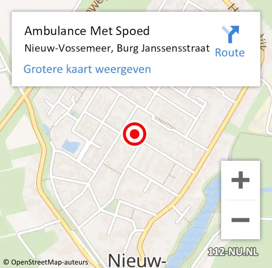 Locatie op kaart van de 112 melding: Ambulance Met Spoed Naar Nieuw-Vossemeer, Burg Janssensstraat op 15 januari 2014 15:47