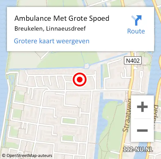 Locatie op kaart van de 112 melding: Ambulance Met Grote Spoed Naar Breukelen, Linnaeusdreef op 30 maart 2017 14:18