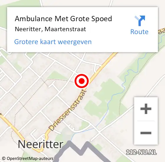 Locatie op kaart van de 112 melding: Ambulance Met Grote Spoed Naar Neeritter, Maartenstraat op 30 maart 2017 15:39
