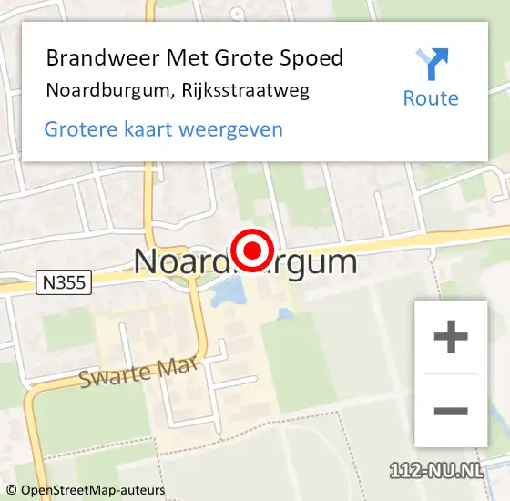 Locatie op kaart van de 112 melding: Brandweer Met Grote Spoed Naar Noardburgum, Rijksstraatweg op 30 maart 2017 15:46