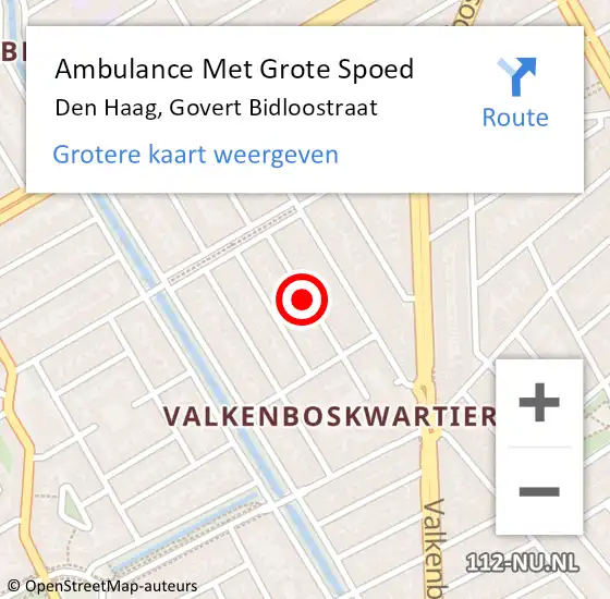 Locatie op kaart van de 112 melding: Ambulance Met Grote Spoed Naar Den Haag, Govert Bidloostraat op 30 maart 2017 16:49