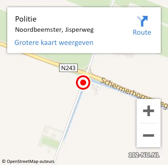 Locatie op kaart van de 112 melding: Politie Noordbeemster, Jisperweg op 30 maart 2017 17:12